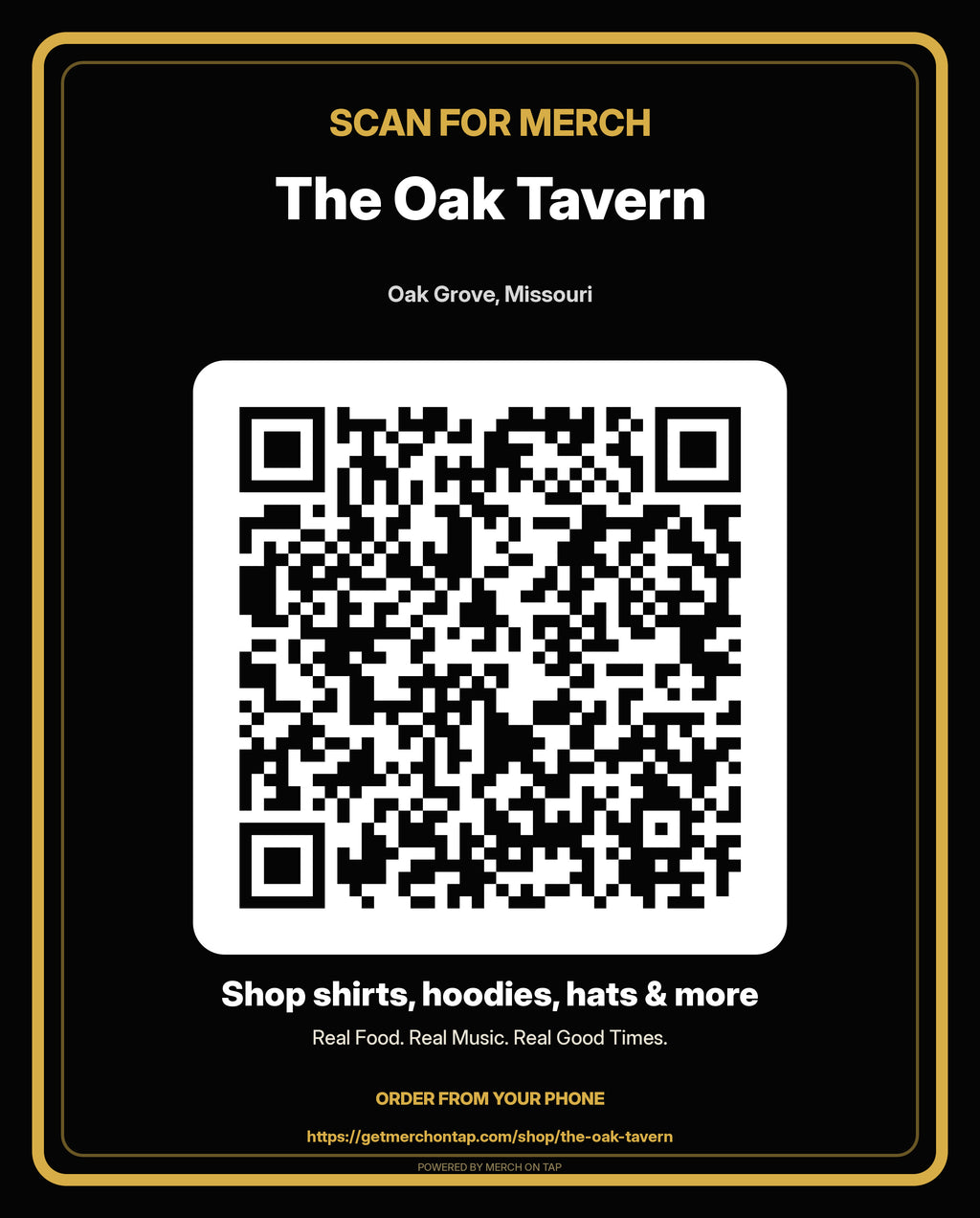 Pedestal sign, 8x10 in artwork for The Oak Tavern (20260628-font-render-v2)
