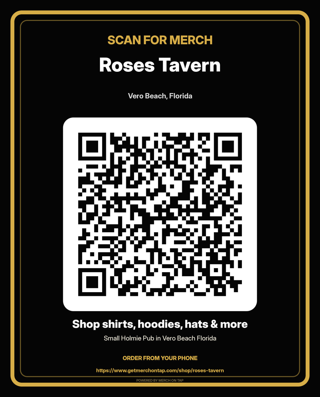 Pedestal sign, 8x10 in artwork for Roses Tavern (20260628-font-render-v2)
