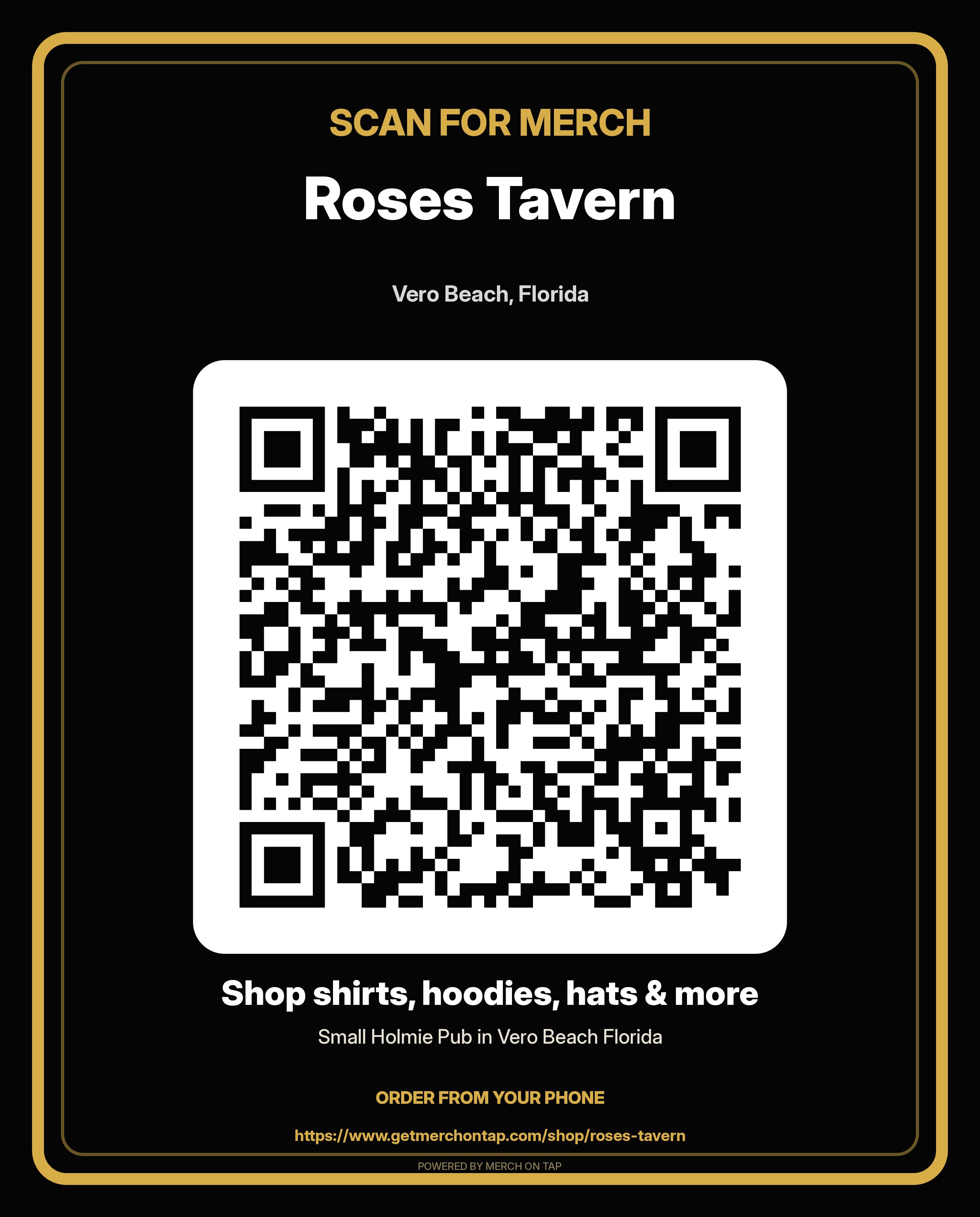 Pedestal sign, 8x10 in artwork for Roses Tavern (20260628-font-render-v2)