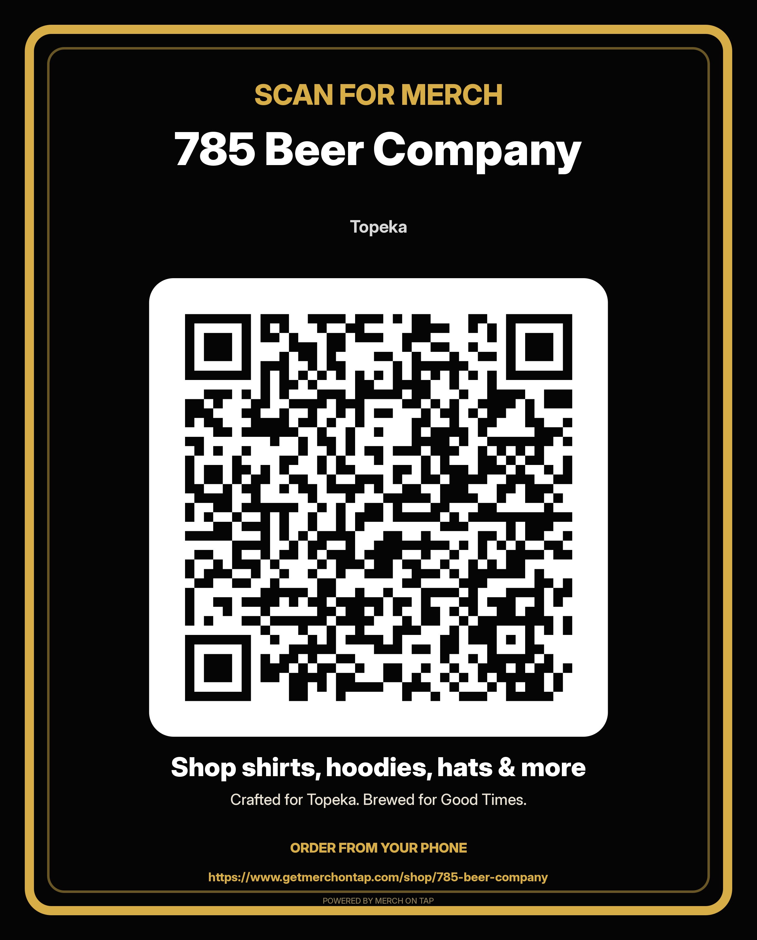 Pedestal sign, 8x10 in artwork for 785 Beer Company (20260628-font-render-v2)