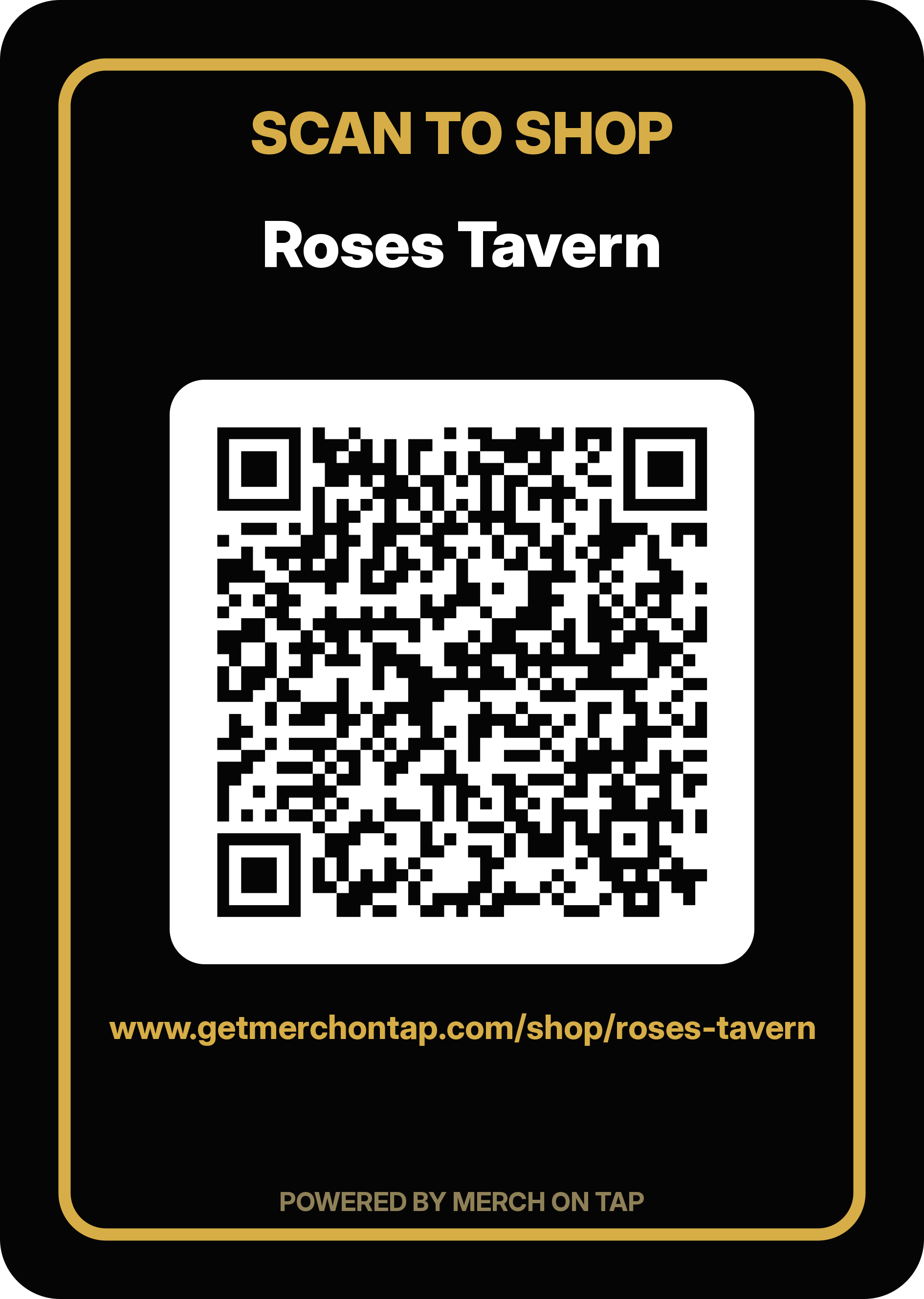 Wall sticker, 6x9 in, matte artwork for Roses Tavern (20260628-font-render-v2)