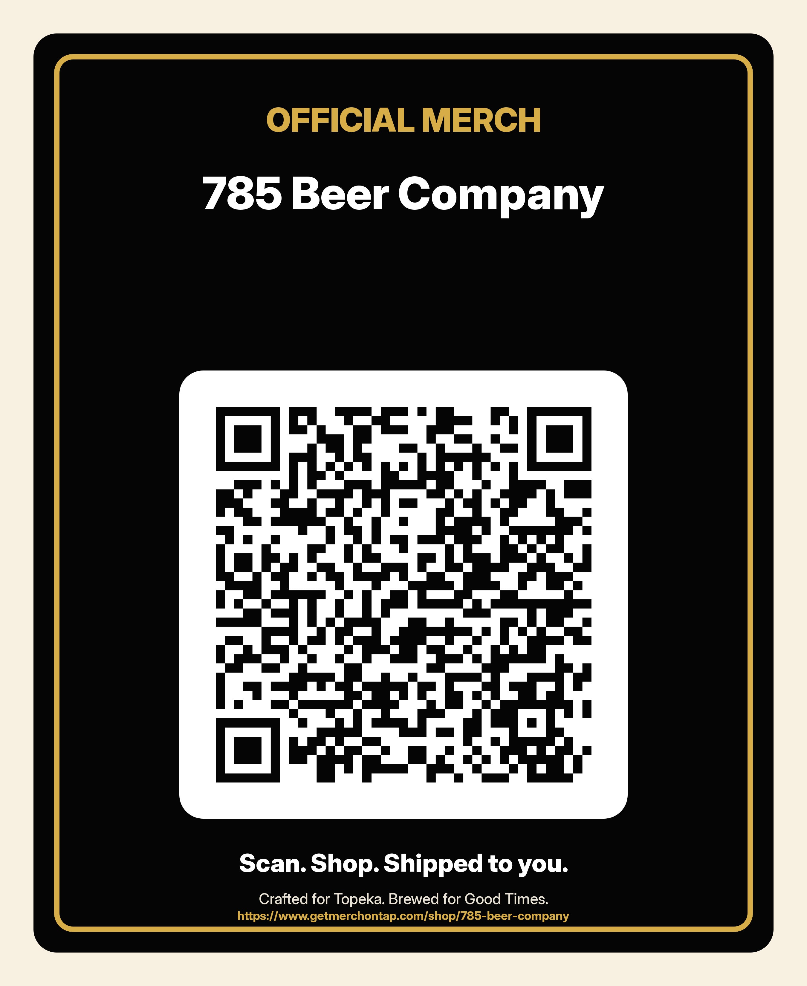 Opaque window cling, 9x11 in artwork for 785 Beer Company (20260628-font-render-v2)